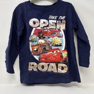 USED - Disney Pixar Cars "Take the Open Road" Long Sleeve 5T Navy T-Shirt